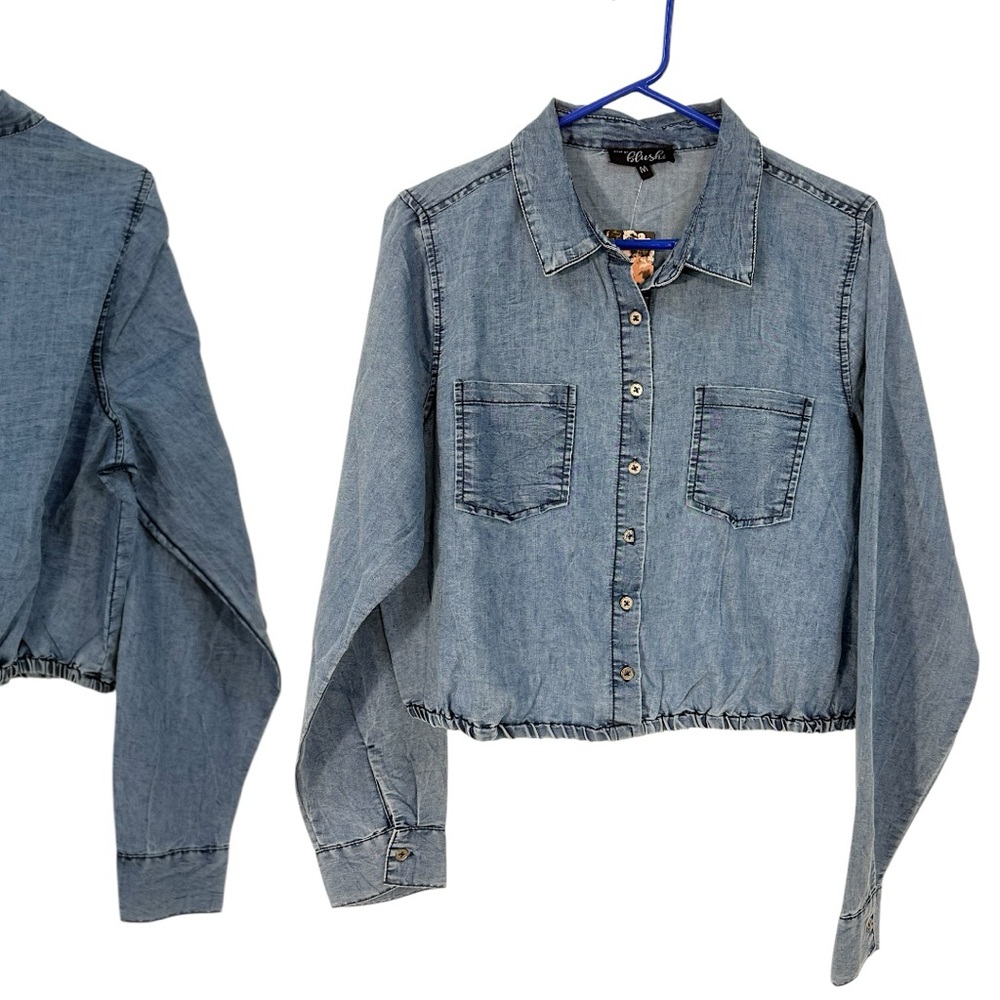 Blue Denim Button-Up Shirt by Blush Medium
